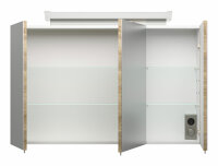 Spiegelschrank 100cm Eiche hell mit Design LED-Lampe