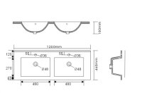 Doppel-Waschtisch HOMELINE 120cm weiß hochglanz