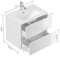 Waschtisch LIMES 71cm weiß hochglanz