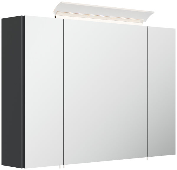 Spiegelschrank 90cm Grafit SoftTouch mit LED-Beleuchtung