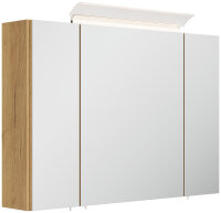 Spiegelschrank 90cm Eiche gold mit LED-Beleuchtung