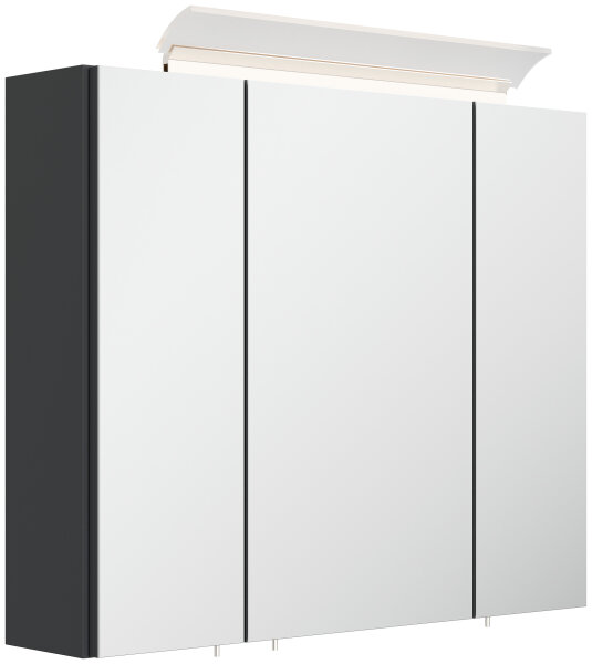 Spiegelschrank 75cm Grafit SoftTouch mit LED-Beleuchtung