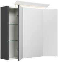 Spiegelschrank 75cm Grafit SoftTouch mit LED-Beleuchtung
