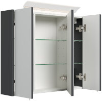 Spiegelschrank 75cm Grafit SoftTouch mit LED-Beleuchtung