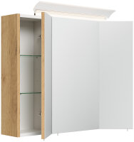 Spiegelschrank 75cm Eiche gold mit LED-Beleuchtung