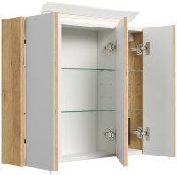 Spiegelschrank 75cm Eiche gold mit LED-Beleuchtung