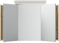 Spiegelschrank 100cm Eiche gold mit LED-Beleuchtung