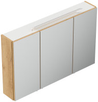 Spiegelschrank 120cm Eiche gold mit LED-Beleuchtung