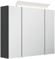 Spiegelschrank 80cm Grafit SoftTouch mit LED-Beleuchtung