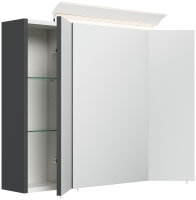 Spiegelschrank 80cm Grafit SoftTouch mit LED-Beleuchtung