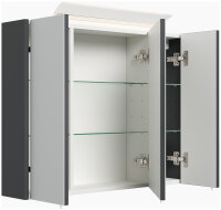 Spiegelschrank 80cm Grafit SoftTouch mit LED-Beleuchtung