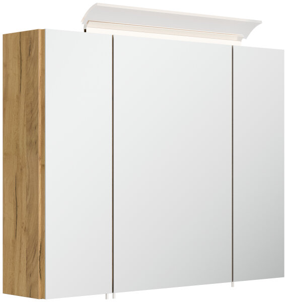 Spiegelschrank 80cm Eiche gold mit LED-Beleuchtung