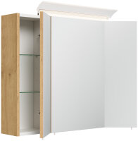 Spiegelschrank 80cm Eiche gold mit LED-Beleuchtung