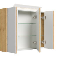 Spiegelschrank 80cm Eiche gold mit LED-Beleuchtung