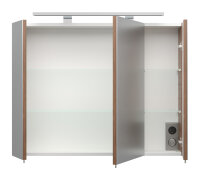 Spiegelschrank Walnuss-Nb. 80cm mit LED-Beleuchtung