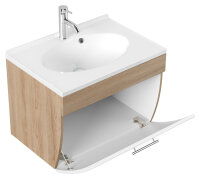 Waschplatz SALONA Eiche hell/weiß 70cm mit Mineralgussbecken